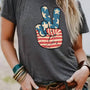 Peace Hand Sign With American Flag T-Shirt: Dark Grey
