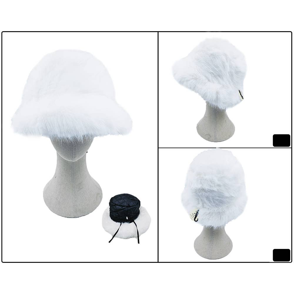 Fuzzy pink Faux Fur Bucket Hat