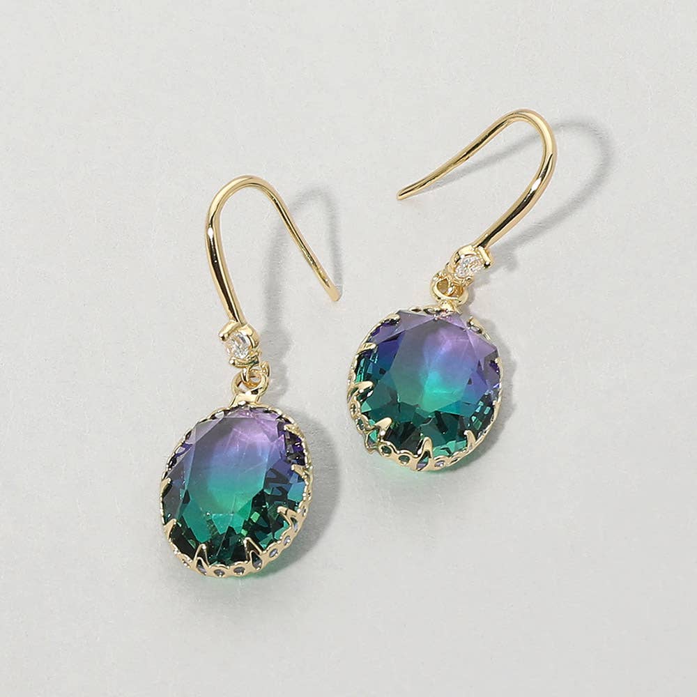 Oval Stone Drop Earrings: Light,Multi