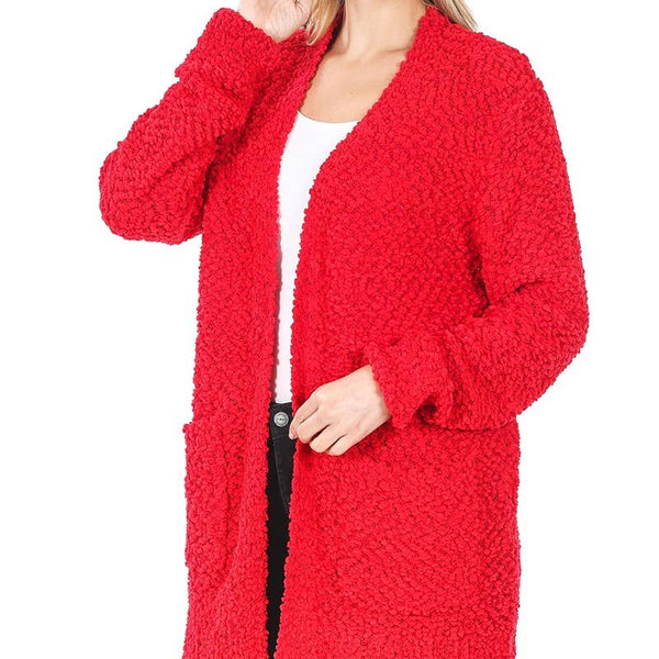 Ruby Red Popcorn Cardigan