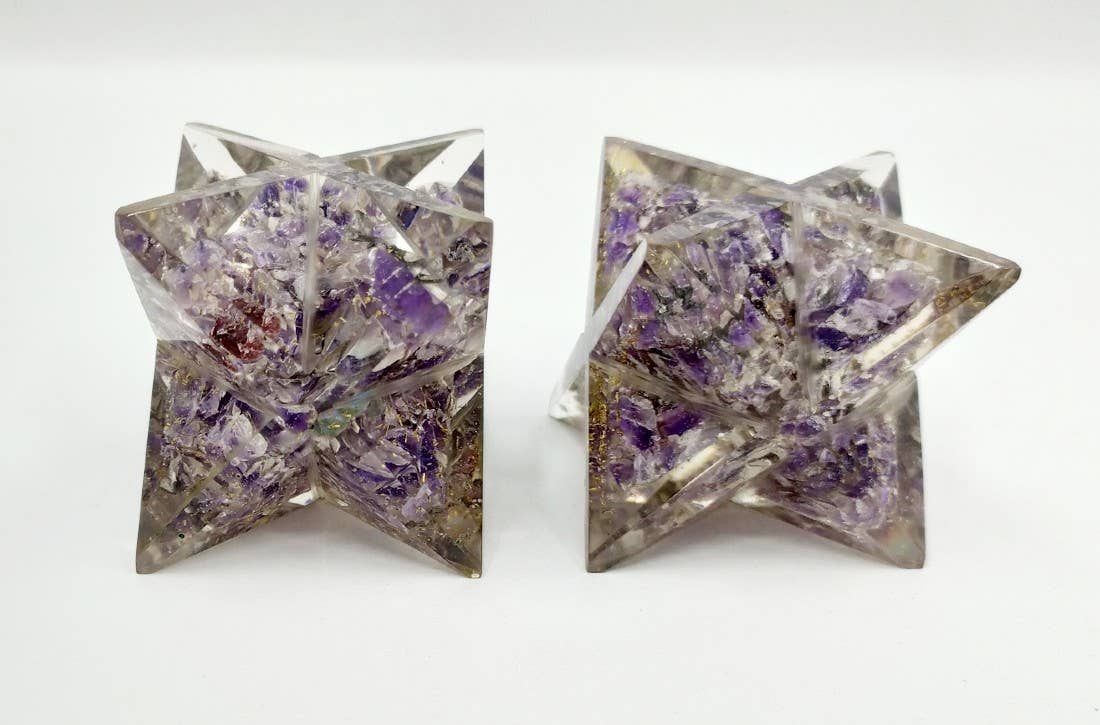 Crystal Merkaba Stars, Crystal Grid, Energy Healing Sacred: Crystal Quartz / Solid Gemstone