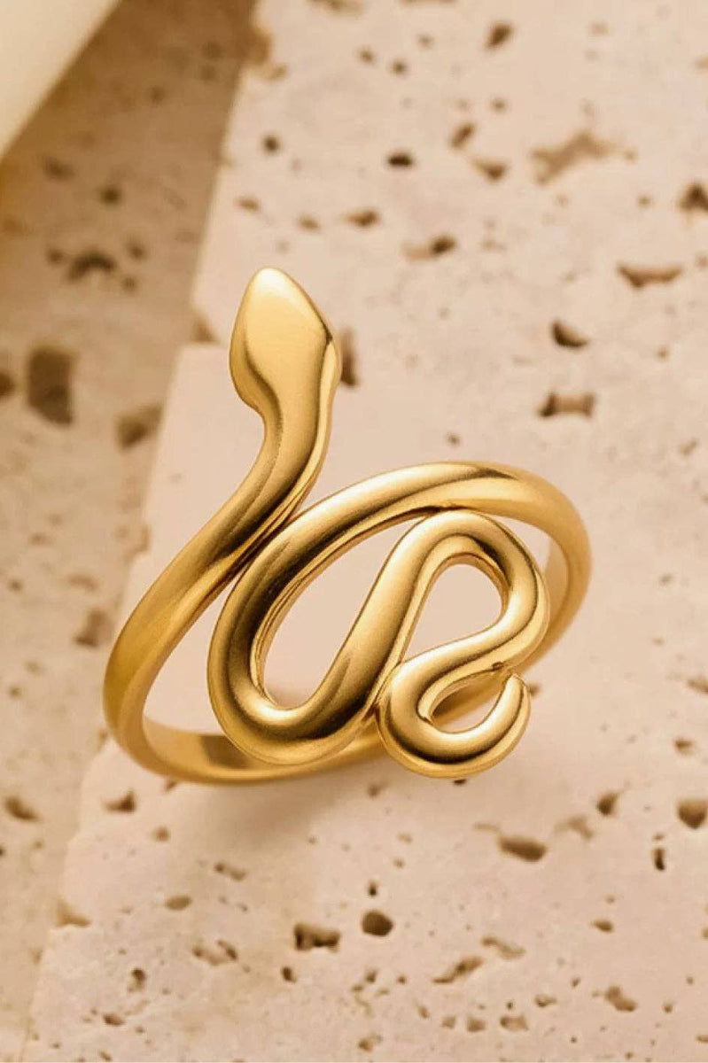 18K Gold Plated Stainless Steel Adjustable Snake Ring