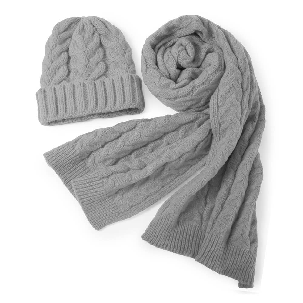 Cable Knit Beanie & Scarf Winter Set
: Fu