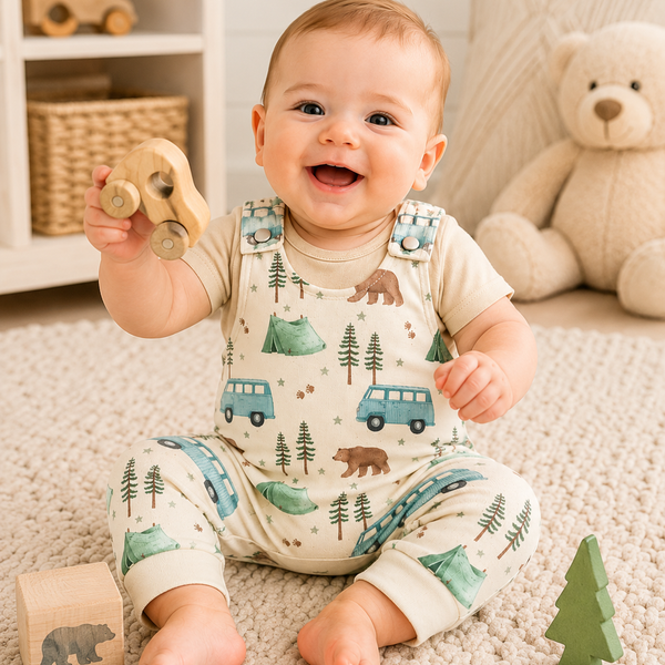 Little Explorer Milk Silk Overall Set: 6-12m