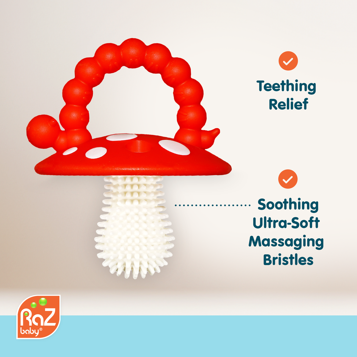 Chompy Mushroom Silicone Teether - 2PK: Red/Green