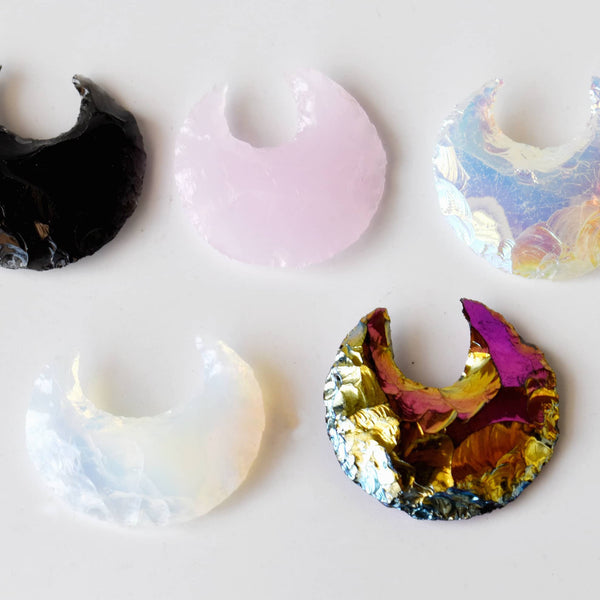 Flat Stars & Moon Shaped Gemstone Arrowhead: Aura Quartz / 1 Moon