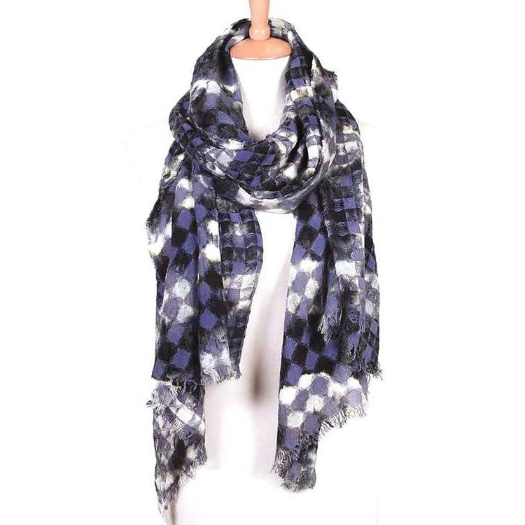 Abstract Mosaic Pattern Fashion Scarf: Berry