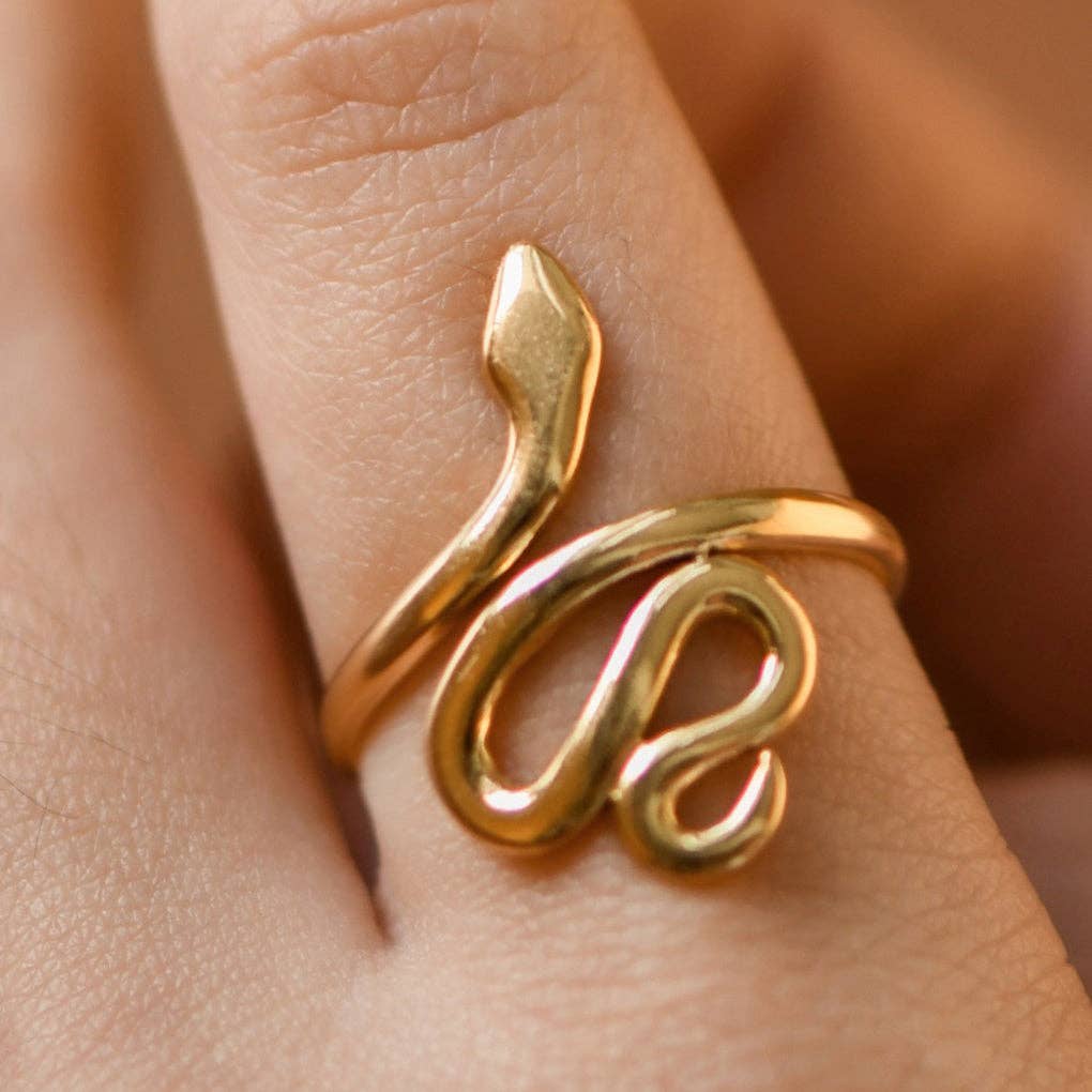 18K Gold Plated Stainless Steel Adjustable Snake Ring