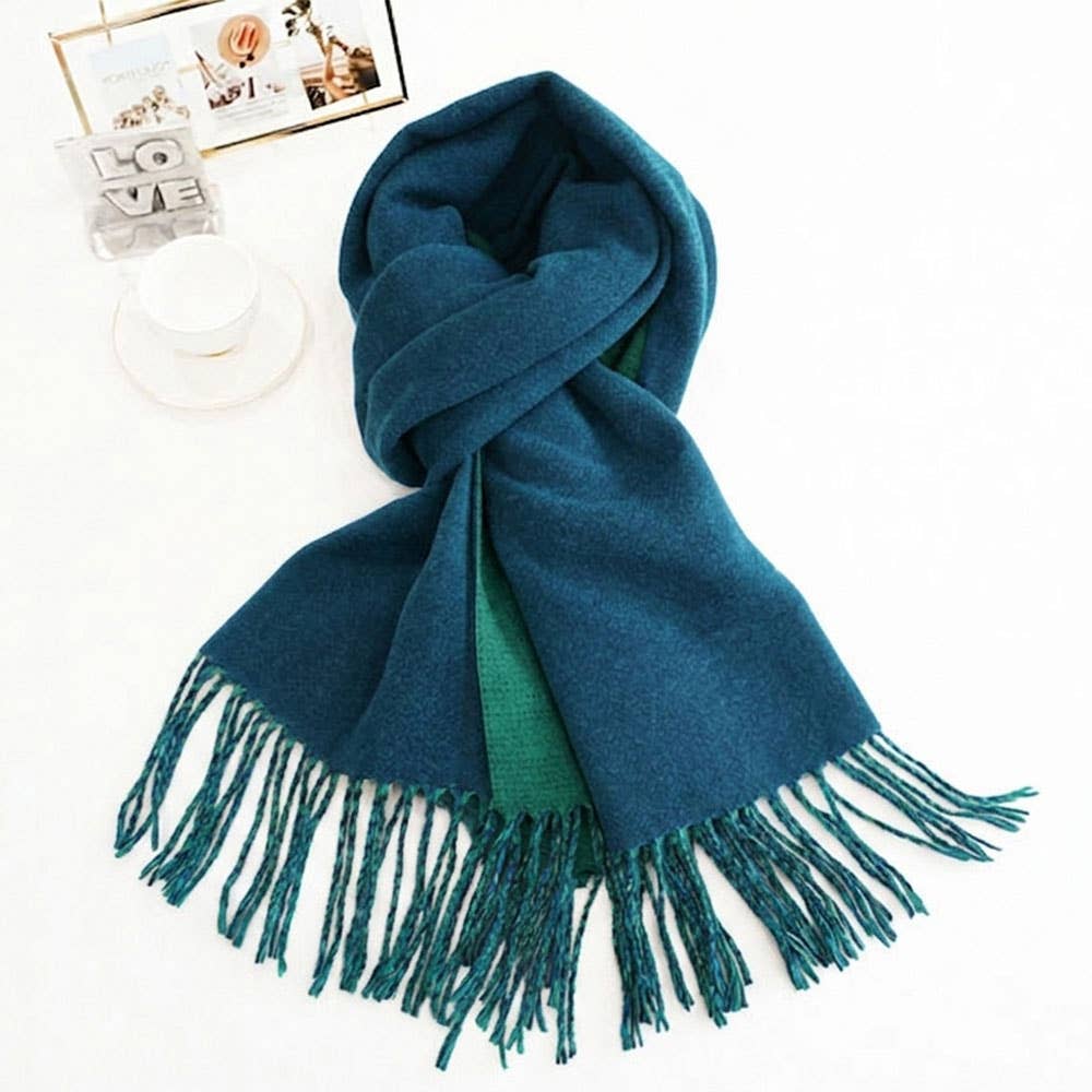 Soft Two Tone Classic Fringe Shawl Wrap Scarf: Beige,Dust Pink