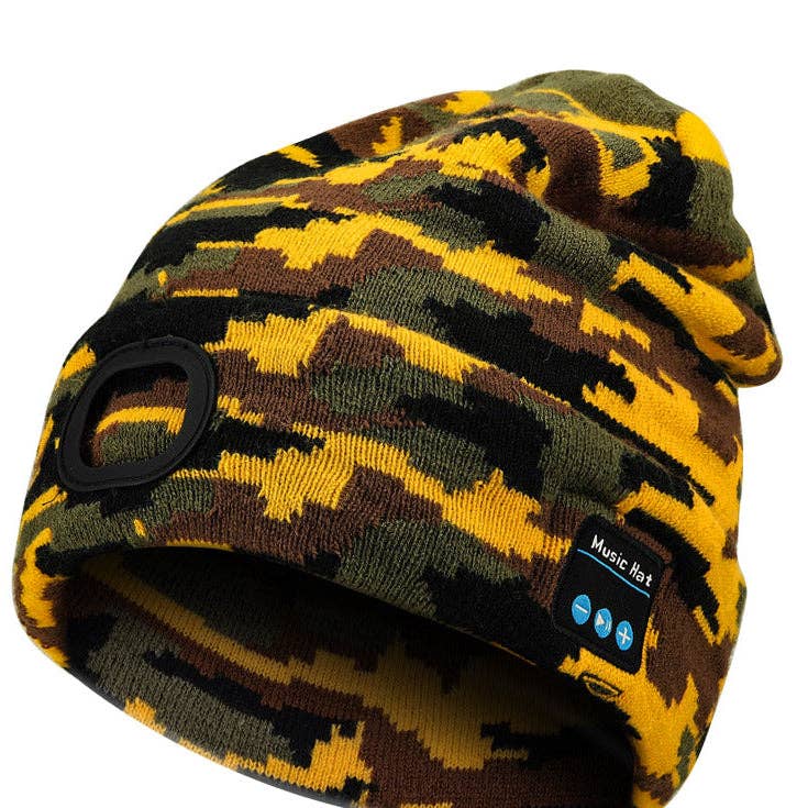 Wireless Bluetooth Beanie with LED Light Outdoor Warm Knit Hat: M1-L10 Medium Heather Gray 1-Light