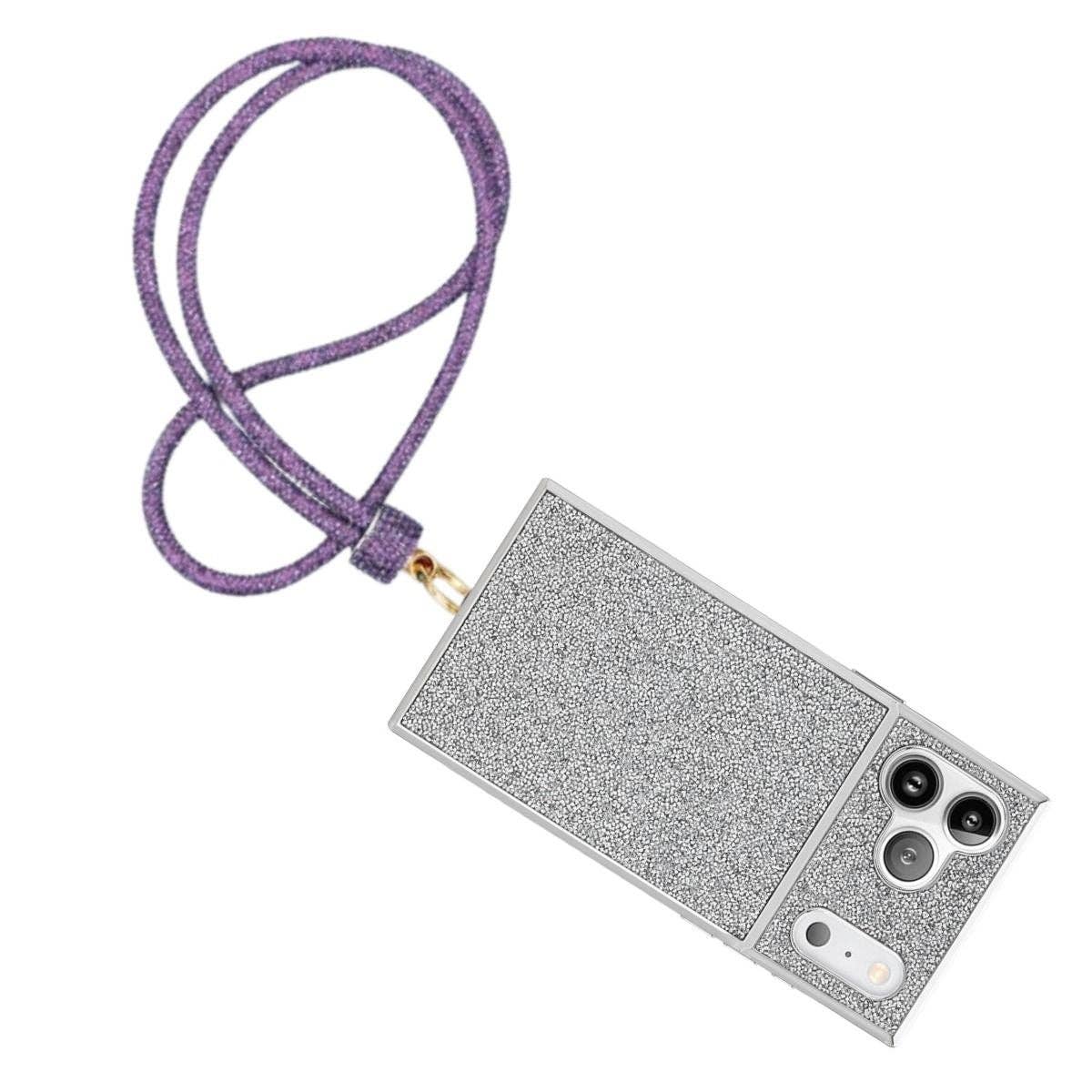 Rhinestone Long Phone Strap Purple Bling Lanyard: Color: Purple / Plating: Gold / Size: 32 inches
