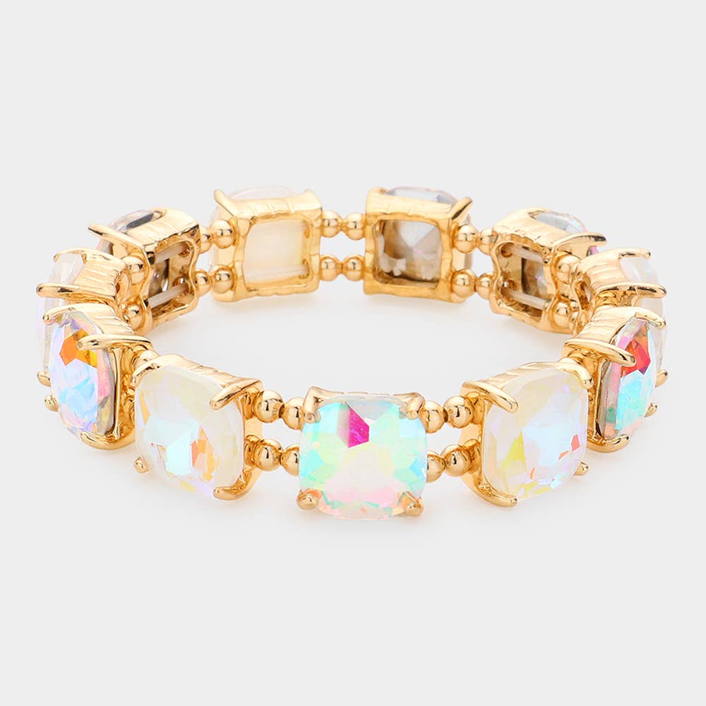 Cushion Square Stone Stretch Evening Bracelet: PPK