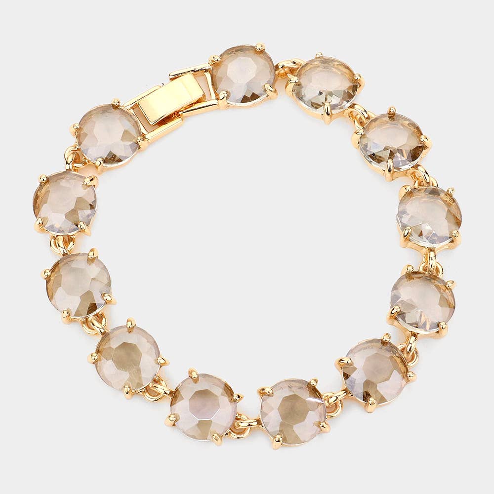 Round Stone Link Evening Bracelet: Gold