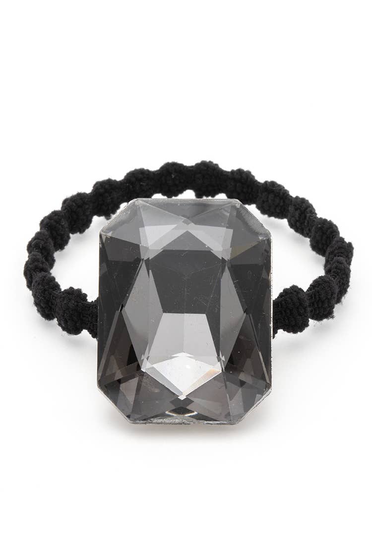 Crystal Stone Holiday Hair Tie: Clear