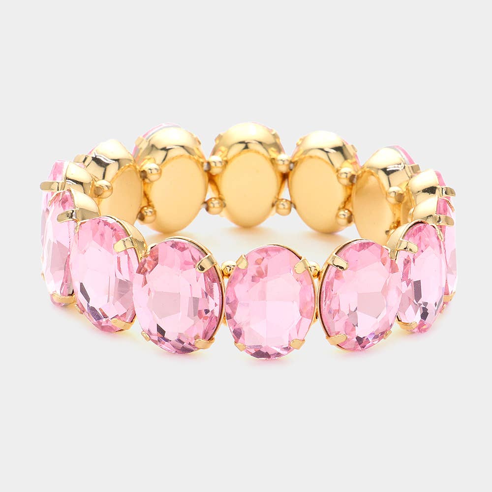 Oval Stone Stretch Evening Bracelet: Multi