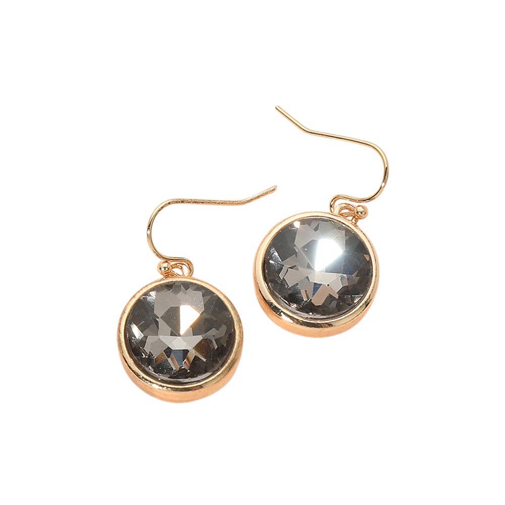 Round Faceted Stone Drop Dangle Earrings: Fuchsia,Gold,Light