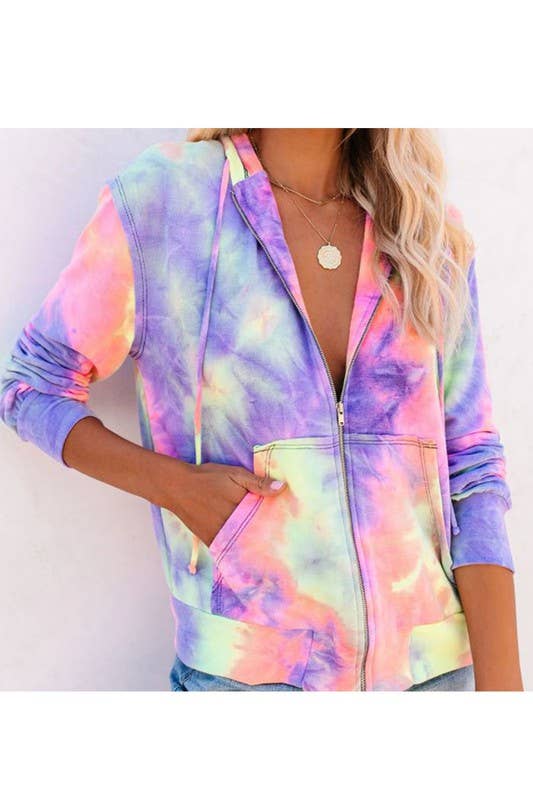 Hot style hooded zipper long-sleeved: Purple/ Pink / M