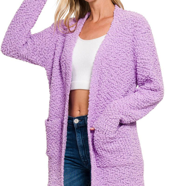 Lilac Popcorn Cardigan