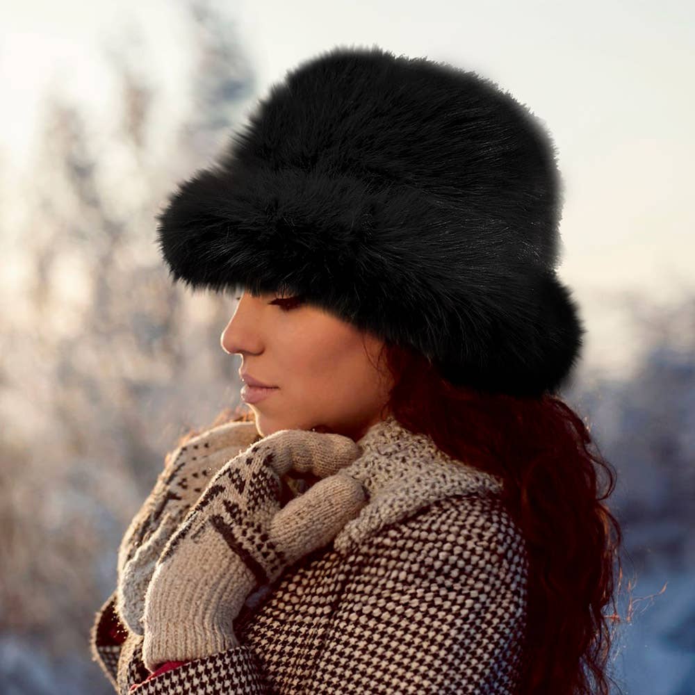Fuzzy pink Faux Fur Bucket Hat