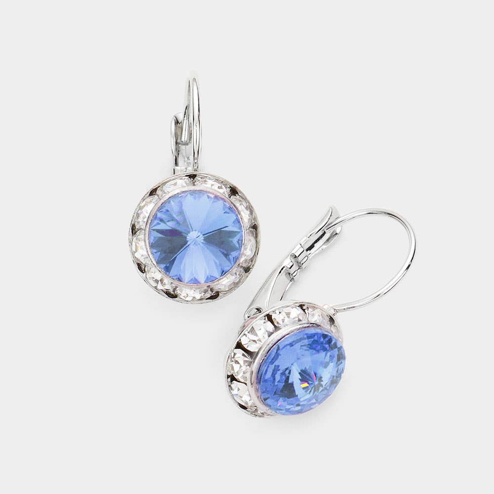 Rivoli Cut Genuine Crystal Lever Back Earrings: AB