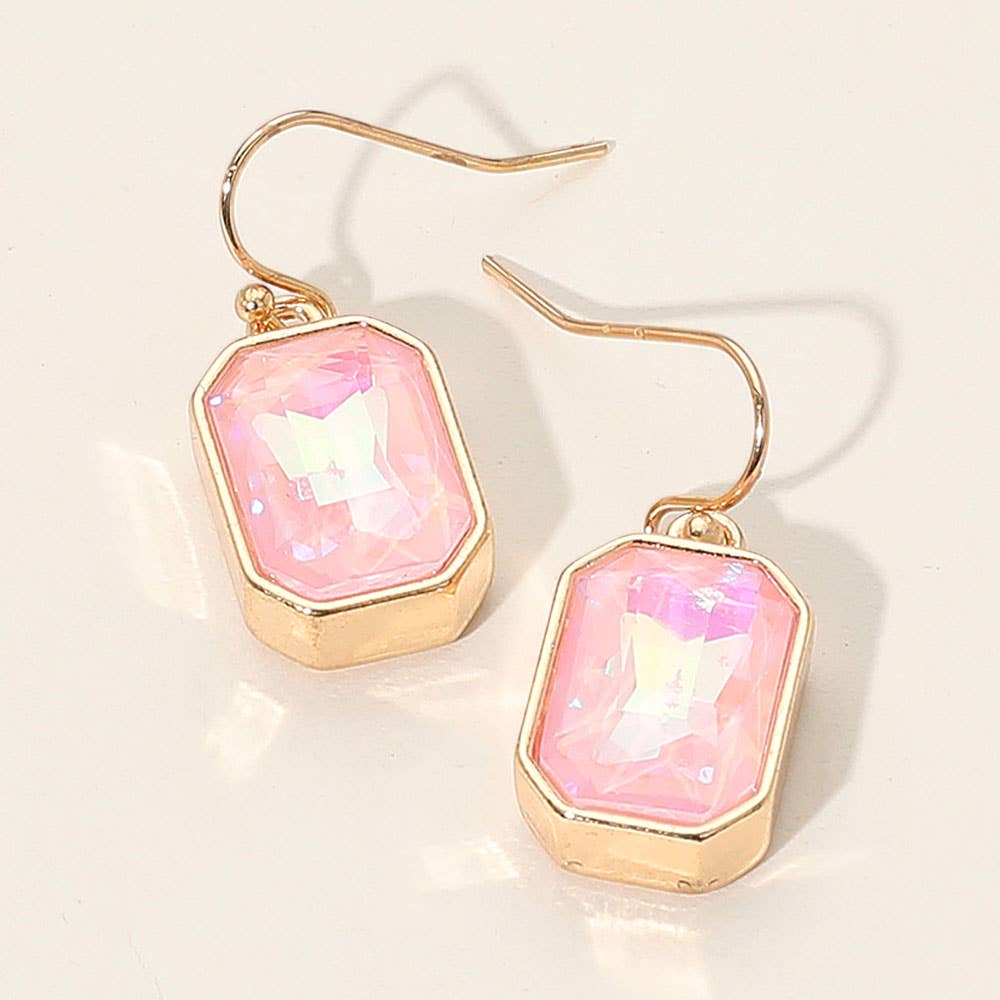Iridescent Faceted Drop Dangle Earrings: Black Diamond,Gold