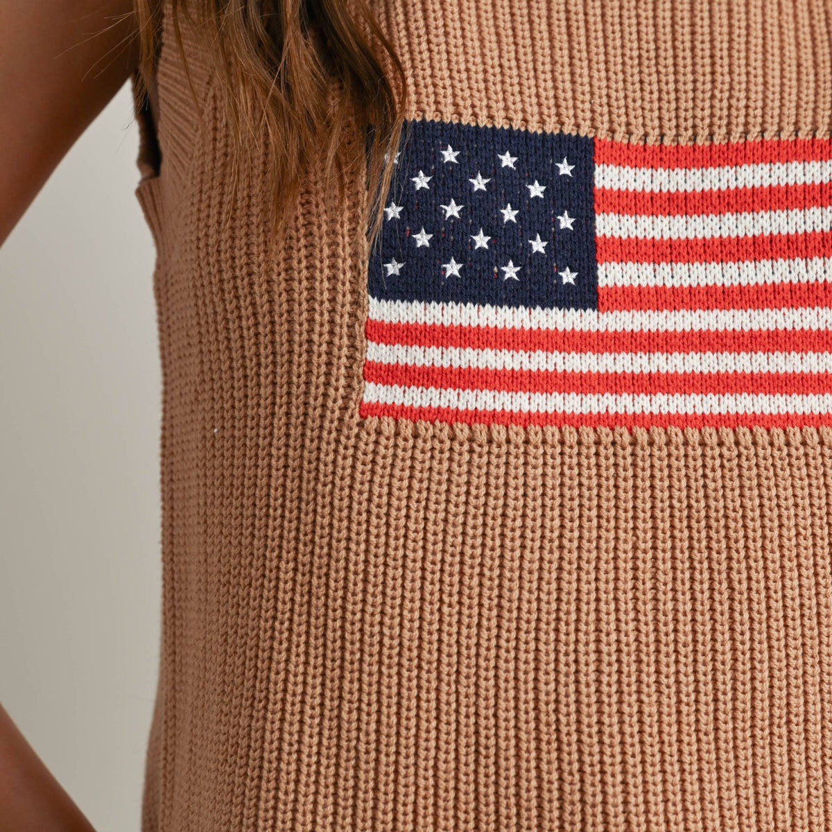 AMERICAN FLAG KNITTED SWEATER SLEEVELESS TOP