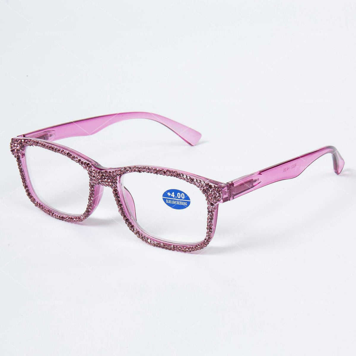 Handmade Rhinestone Rectangle Reader Glasses G0540-Purple: Purple / 2.5