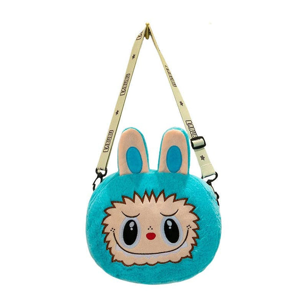 Kids Girls Labubu Soft Plush Crossbody Character Doll Bag: turquoise