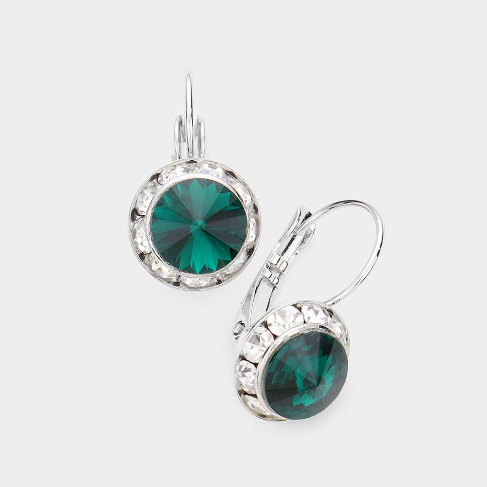 Rivoli Cut Genuine Crystal Lever Back Earrings: AB