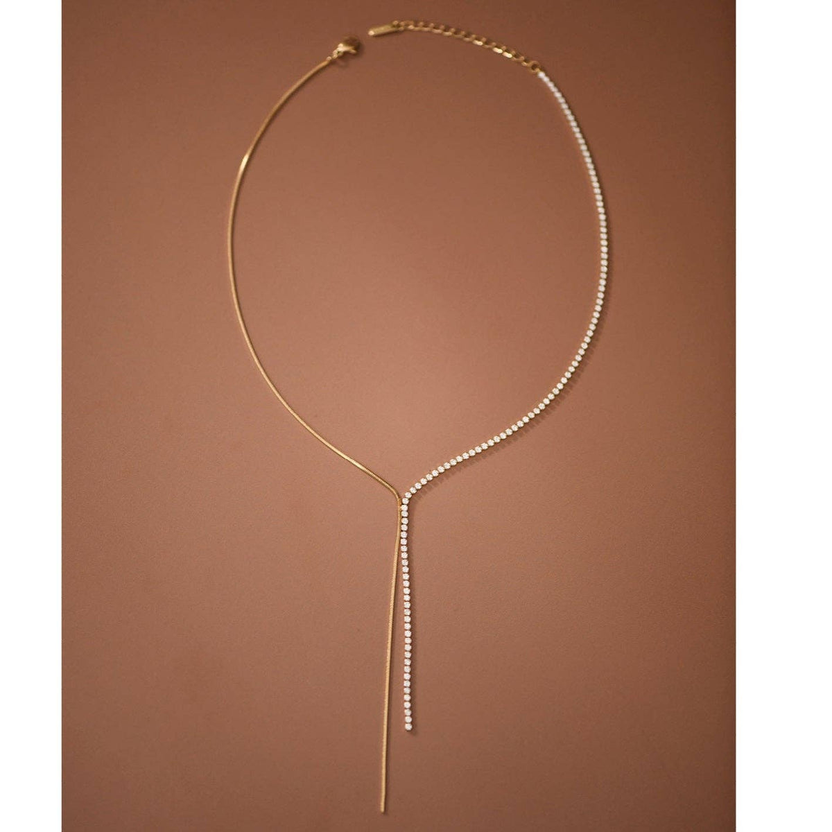 18K Gold Plated Stainless Steel Dainty Lariat Necklace