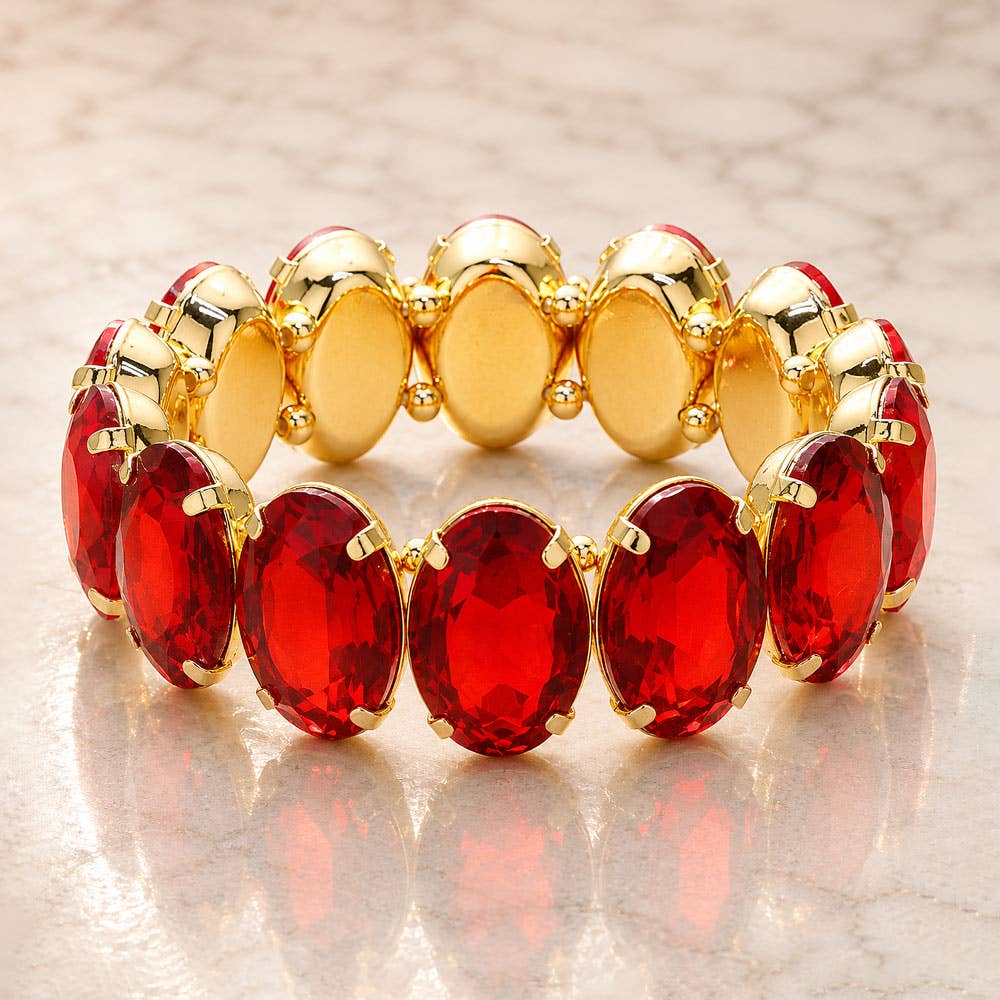 Oval Stone Stretch Evening Bracelet: Multi