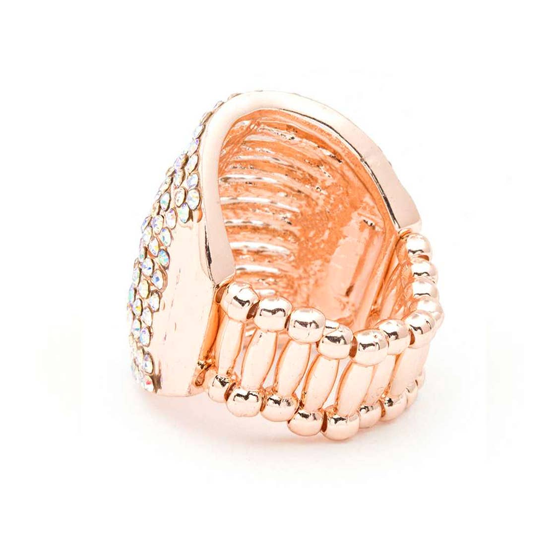 Layered Crystals Stretch Ring: Rosegold/AB