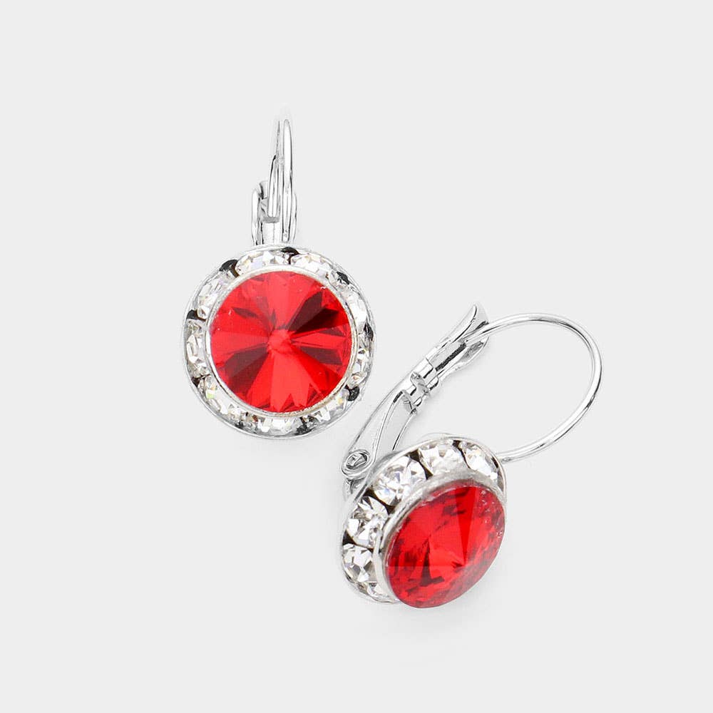 Rivoli Cut Genuine Crystal Lever Back Earrings: AB