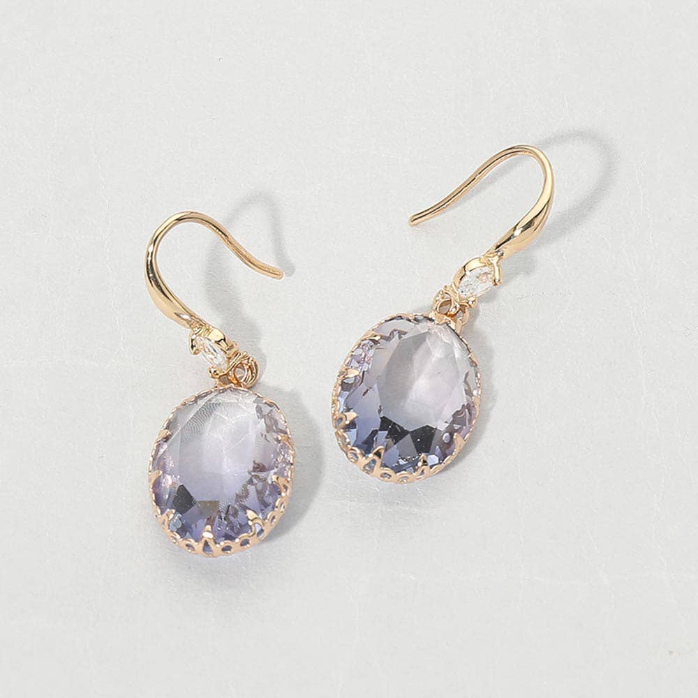 Oval Stone Drop Earrings: Light,Multi