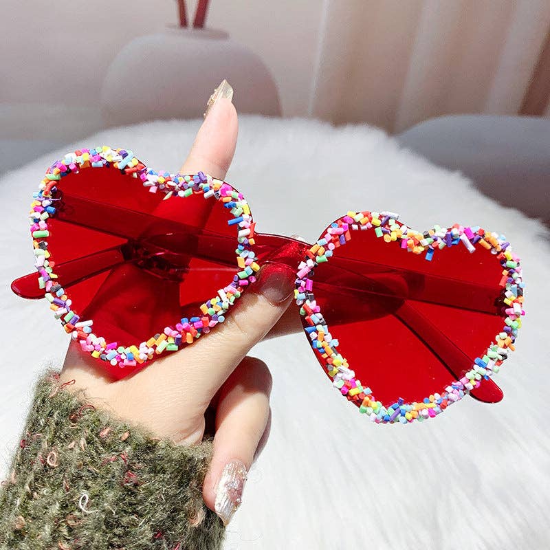 Heart-Shaped Fashion Sunglasses Trendy Beach Shades: Rose
