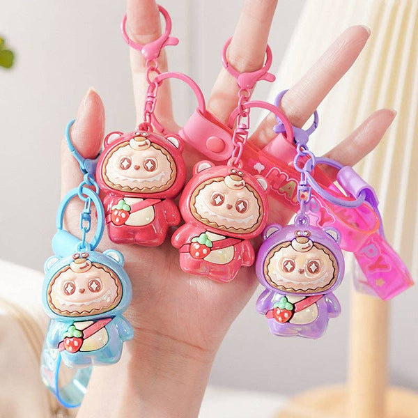 Strawberry Bear Labubu Keychain Cute Cartoon pendant: Pink