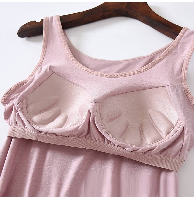 Skin-friendly soft round neck built-in bra tank top: Black / L