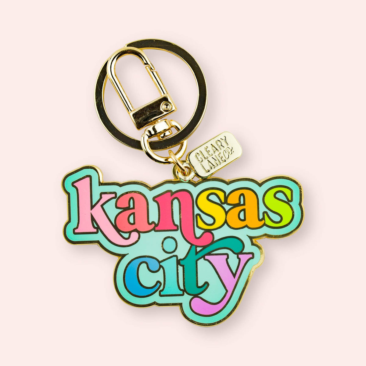 Kansas City Rainbow Enamel Keychains: Hot Pink Heart