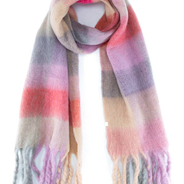 Oversize Soft Winter Scarf: Pink/Multi