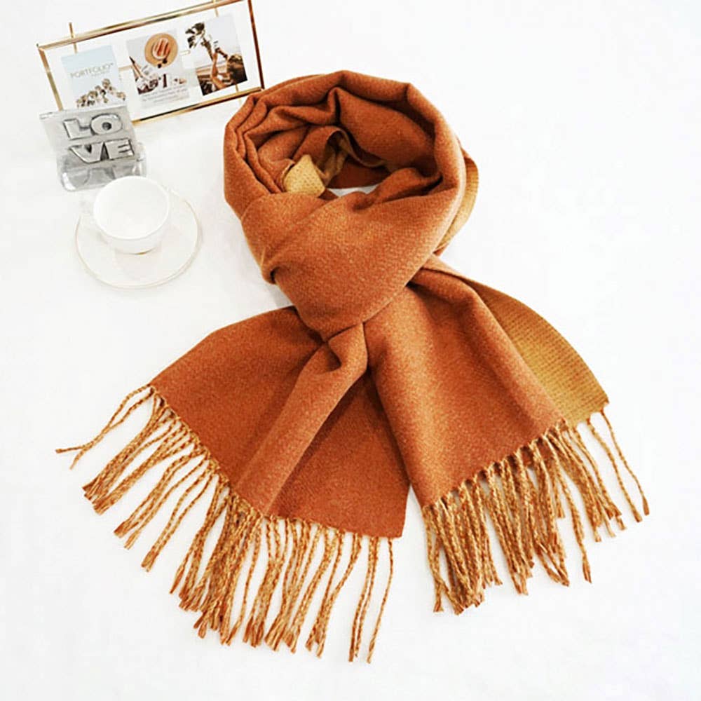 Soft Two Tone Classic Fringe Shawl Wrap Scarf: Beige,Dust Pink