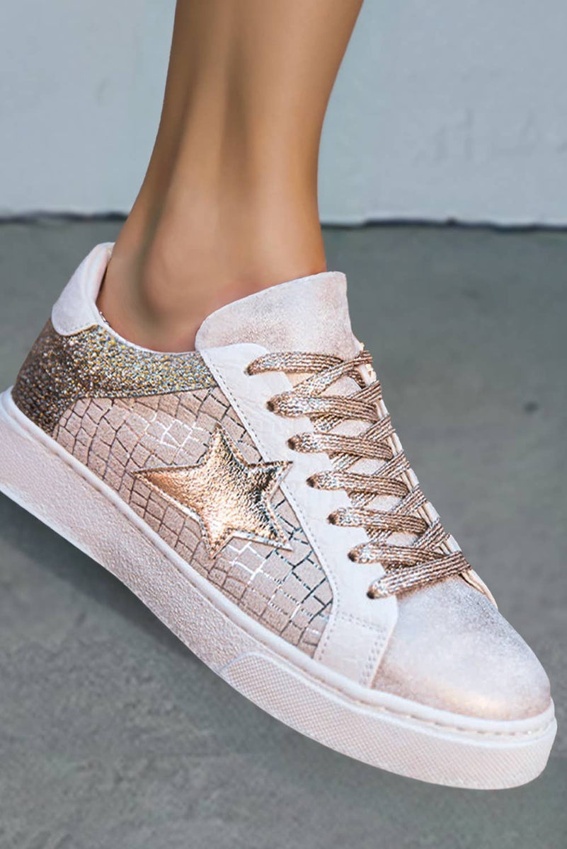 Gold Glitter Star Patchwork Sneakers size 8.5, 9.