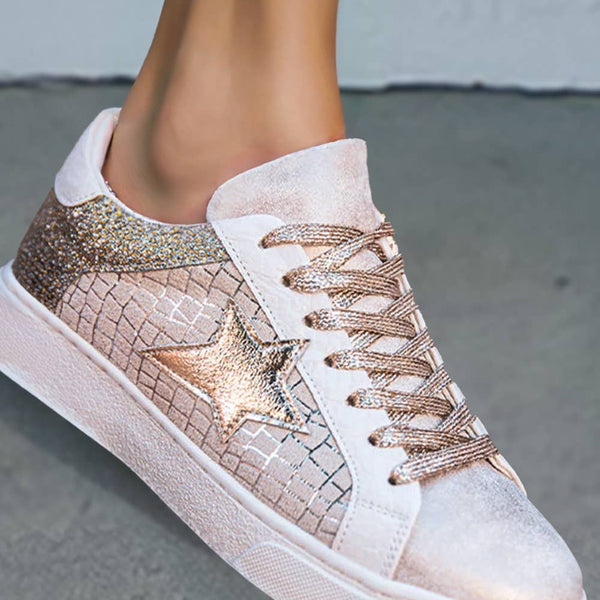 Gold Glitter Star Patchwork Sneakers size 8.5, 9.