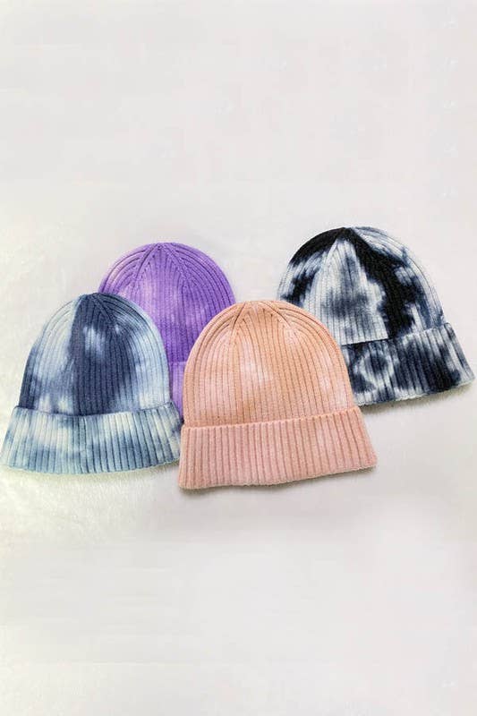 Women Tie-dye Beanie - Double Layer for Cold Weather: Burgundy