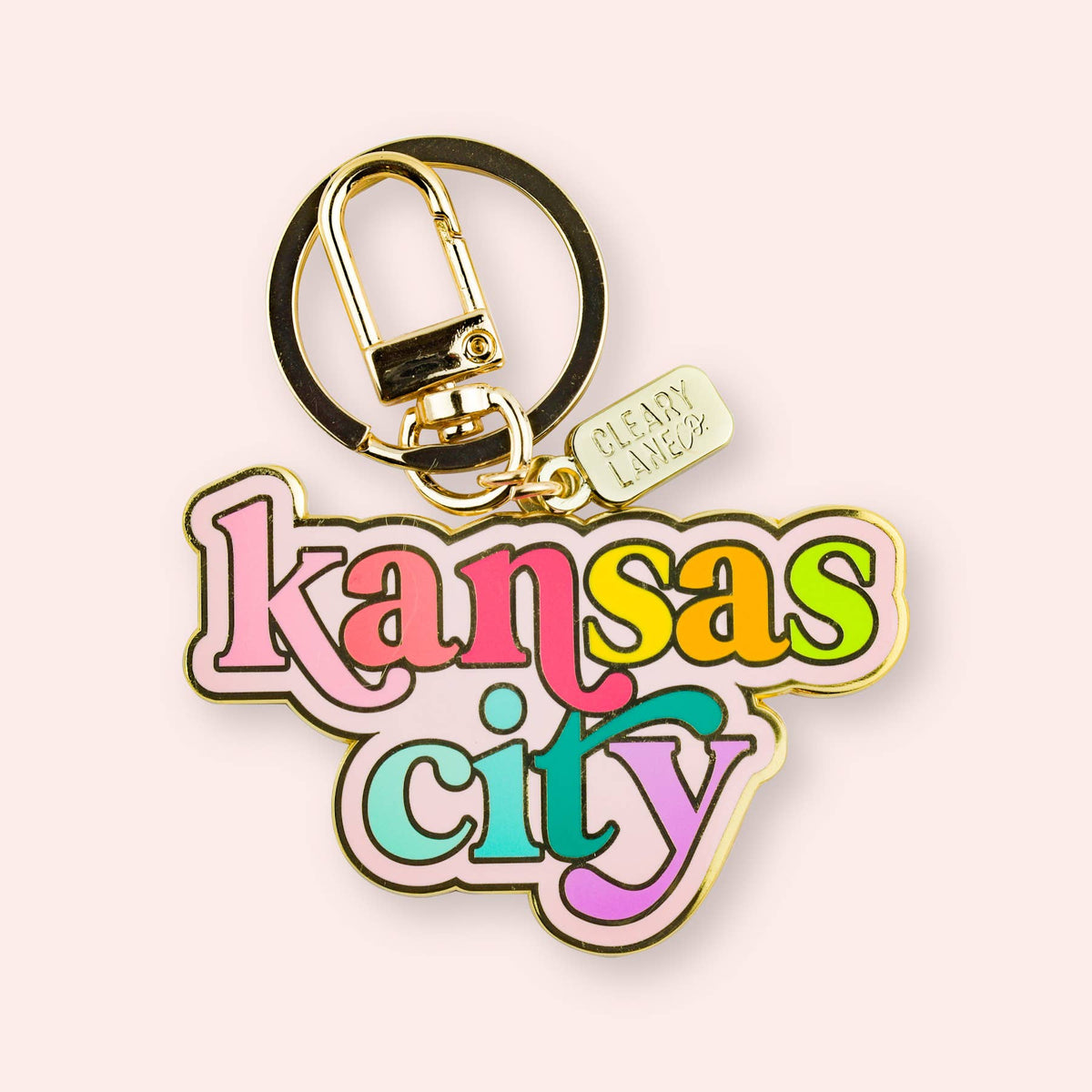 Kansas City Rainbow Enamel Keychains: Hot Pink Heart
