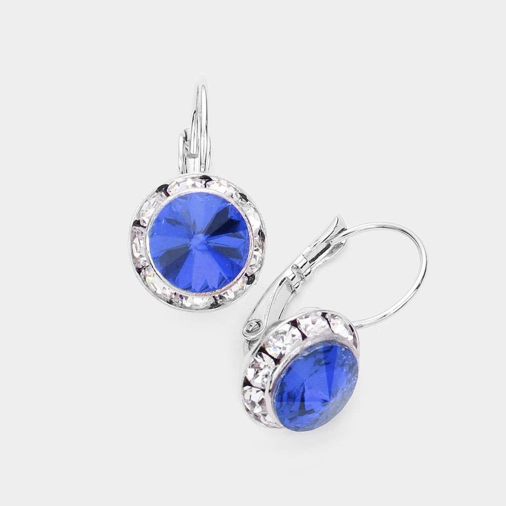Rivoli Cut Genuine Crystal Lever Back Earrings: AB