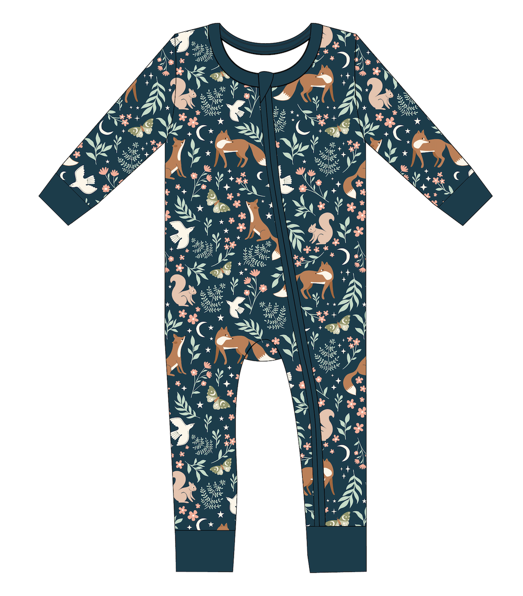 Baby Bamboo Pajamas - Bamboo Sleeper - Woodland - ALICE: 3-6m