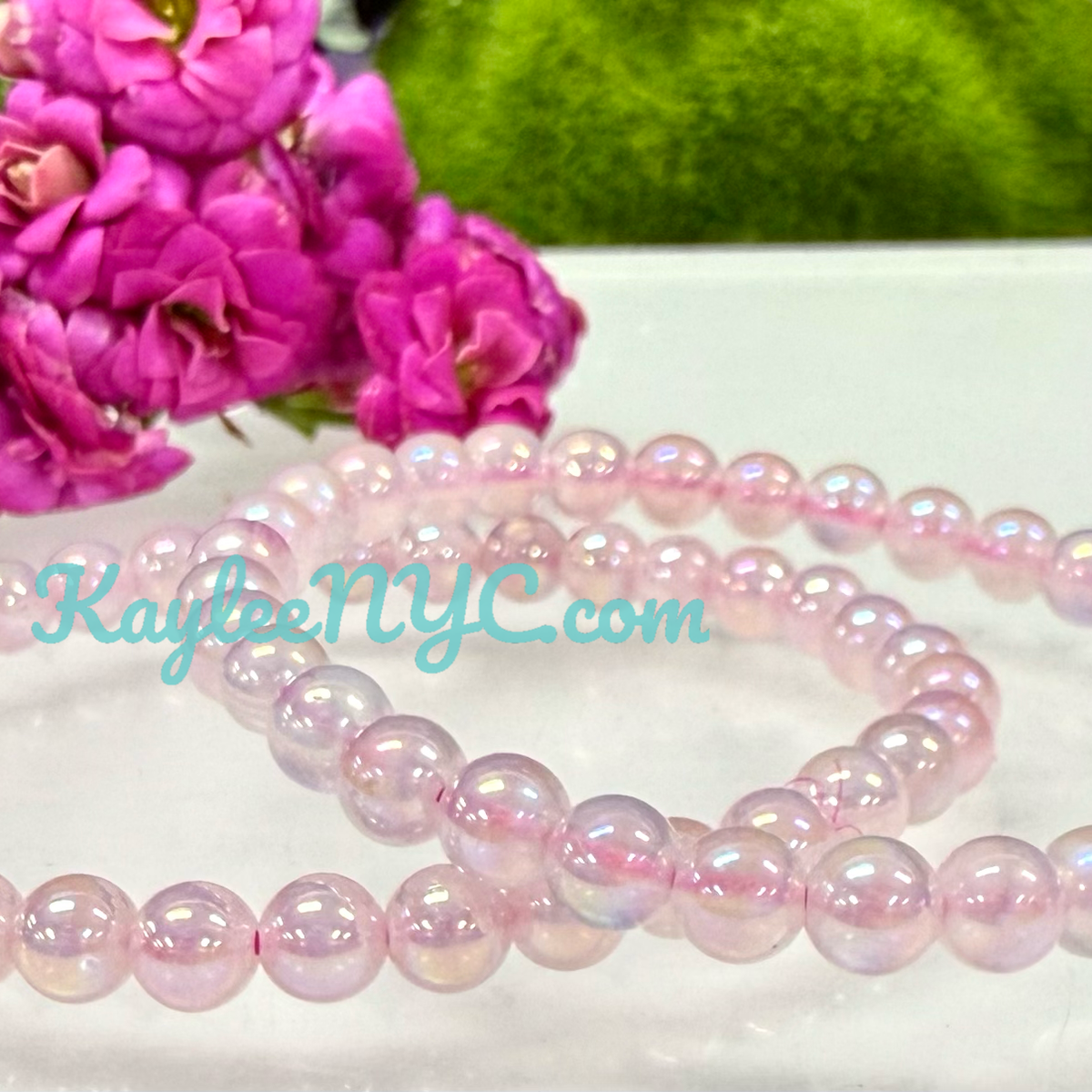 Aura Rose Quartz 6mm 7.5” Crystal Healing