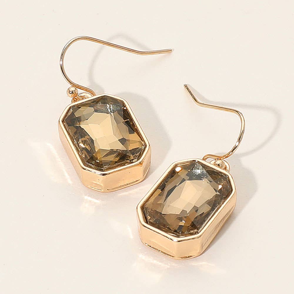 Iridescent Faceted Drop Dangle Earrings: Black Diamond,Gold