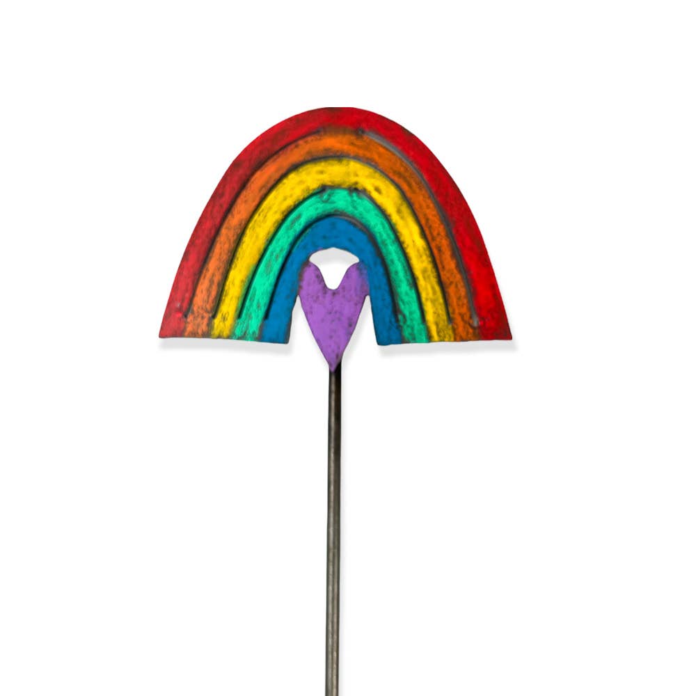 Rainbow heart plant stakes garden stake  lawn stake recycled