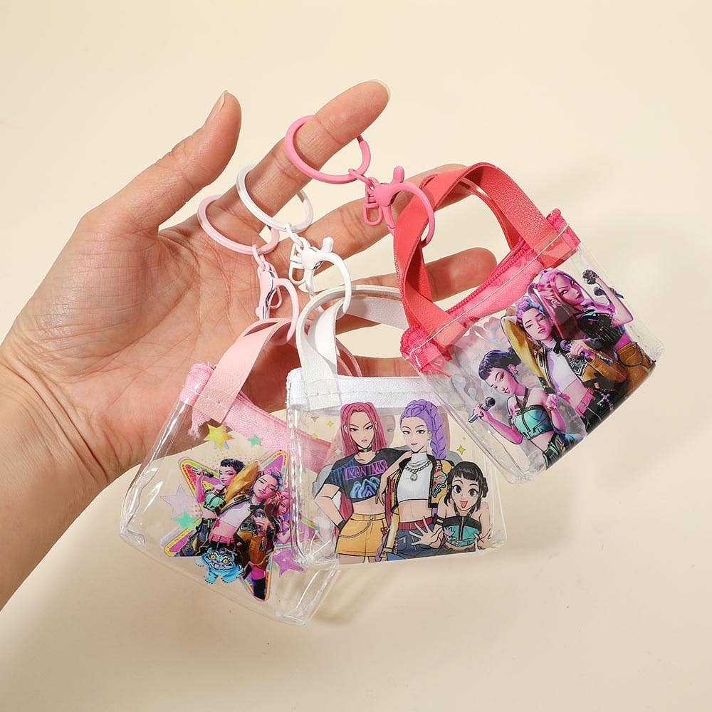 Kpop Demon Hunters HUNTRIX Transparent Mini Tote Keychain Bag Charm